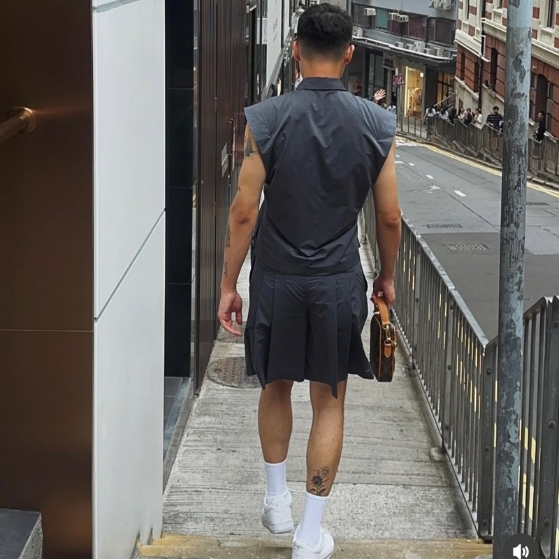 四袖背心襯衫/打褶短褲(整套)-2