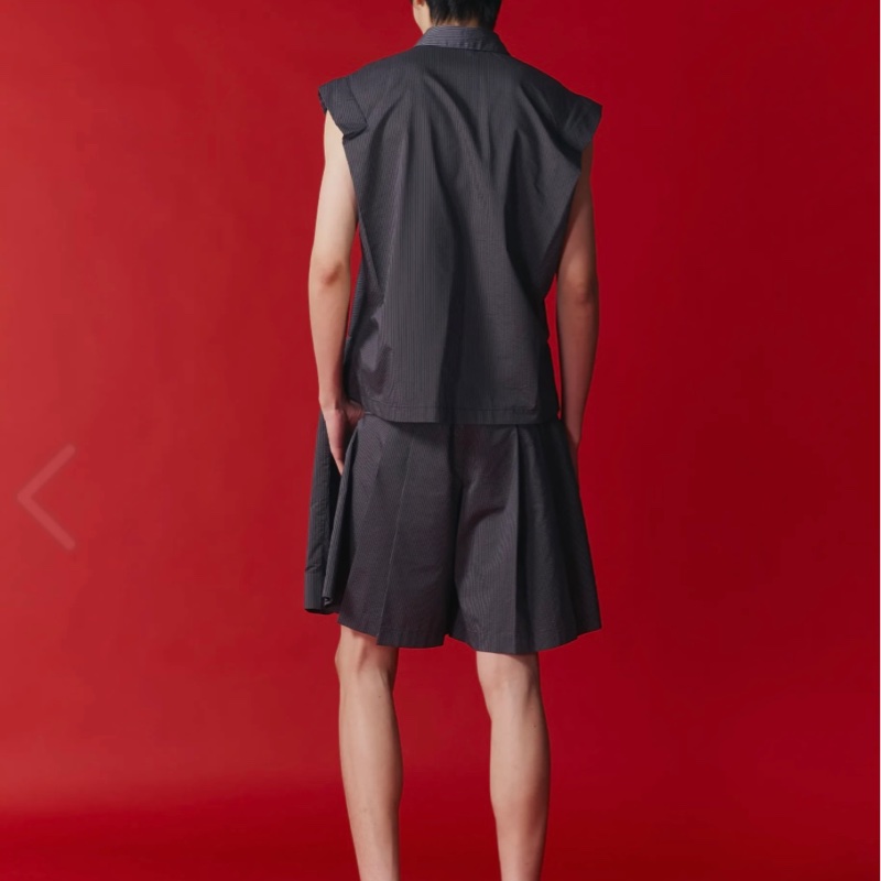 四袖背心襯衫/打褶短褲(整套)-6