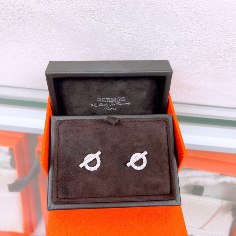 Hermes finesse 小Q白金鑽石耳環-0