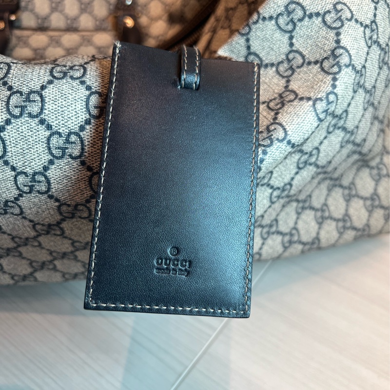 Gucci 米白/深藍色GG Logo Supreme帆布旅行袋/有拉桿-3