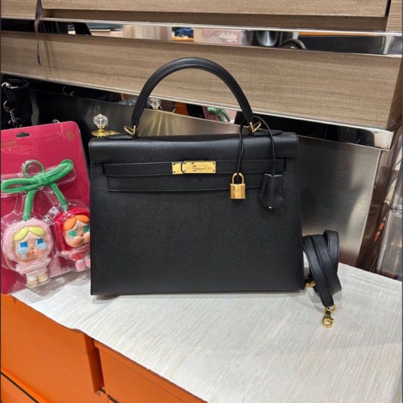 Hermes Kelly 32 黑色金扣 Stamp A-0
