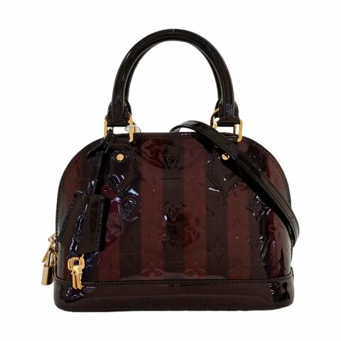 LOUIS VUITTON ALMA BB 拼色漆皮壓紋貝殼包 肩背包 手提包 金色五金 可拆卸肩帶