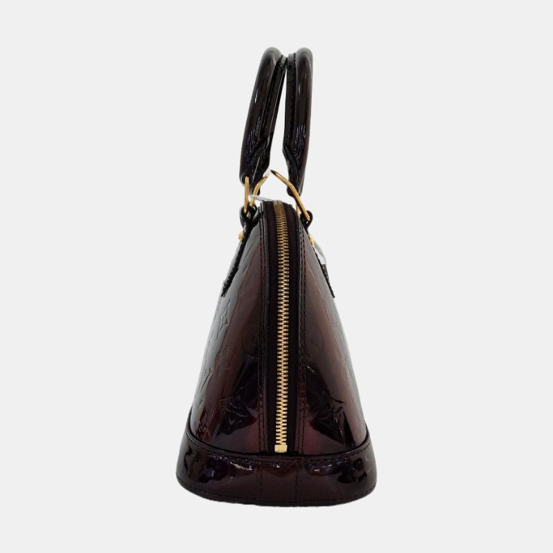 LOUIS VUITTON ALMA BB 拼色漆皮壓紋貝殼包 肩背包 手提包 金色五金 可拆卸肩帶-2