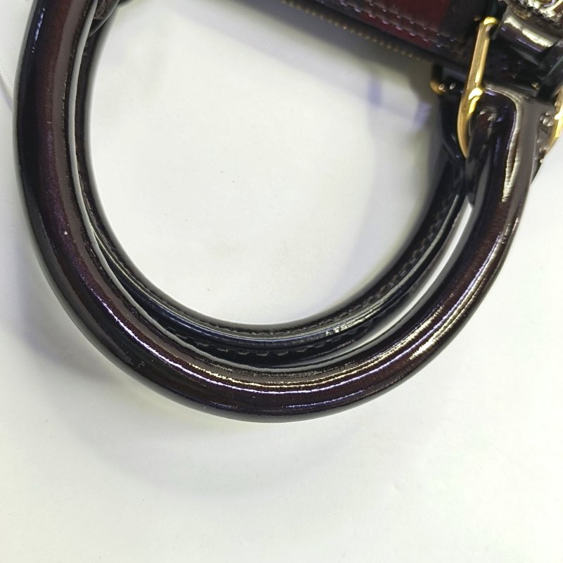 LOUIS VUITTON ALMA BB 拼色漆皮壓紋貝殼包 肩背包 手提包 金色五金 可拆卸肩帶-7