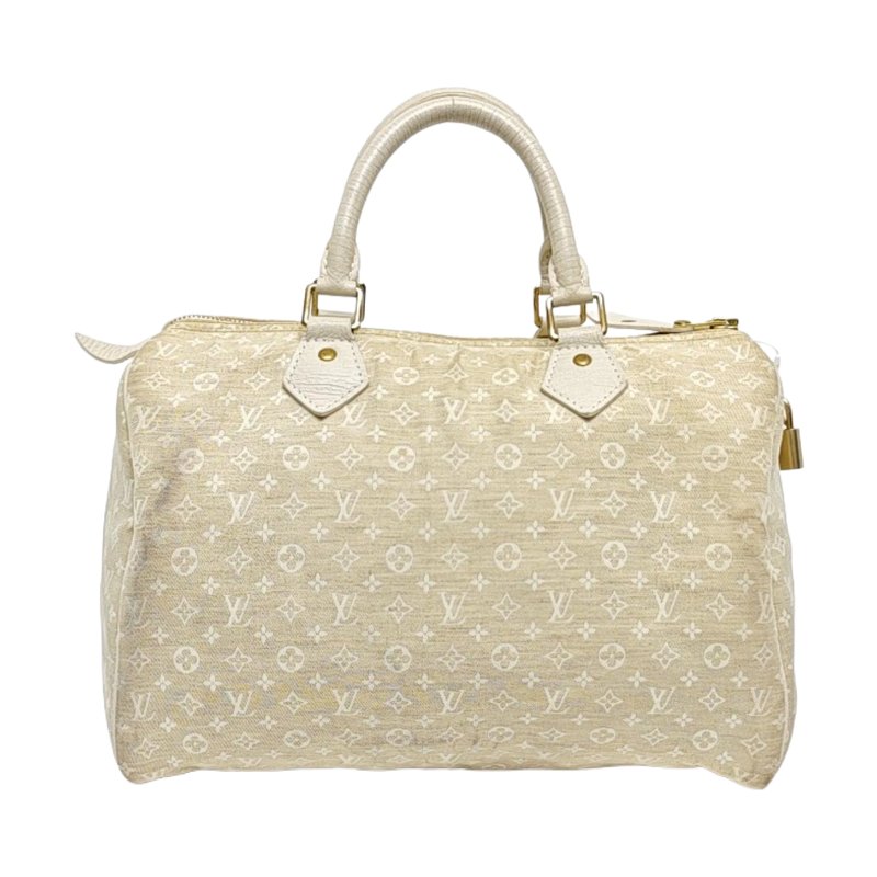 LOUIS VUITTON SPEEDY30 米色帆布老花波士頓包手提包 金色五金 中古款-0