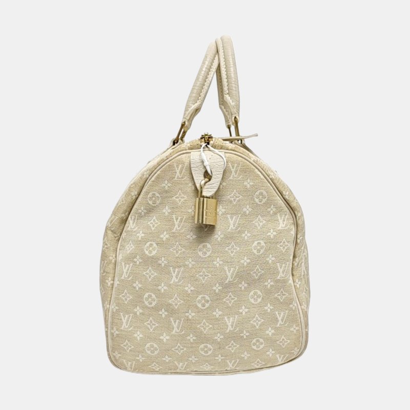 LOUIS VUITTON SPEEDY30 米色帆布老花波士頓包手提包 金色五金 中古款-2