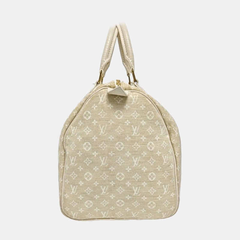 LOUIS VUITTON SPEEDY30 米色帆布老花波士頓包手提包 金色五金 中古款-3