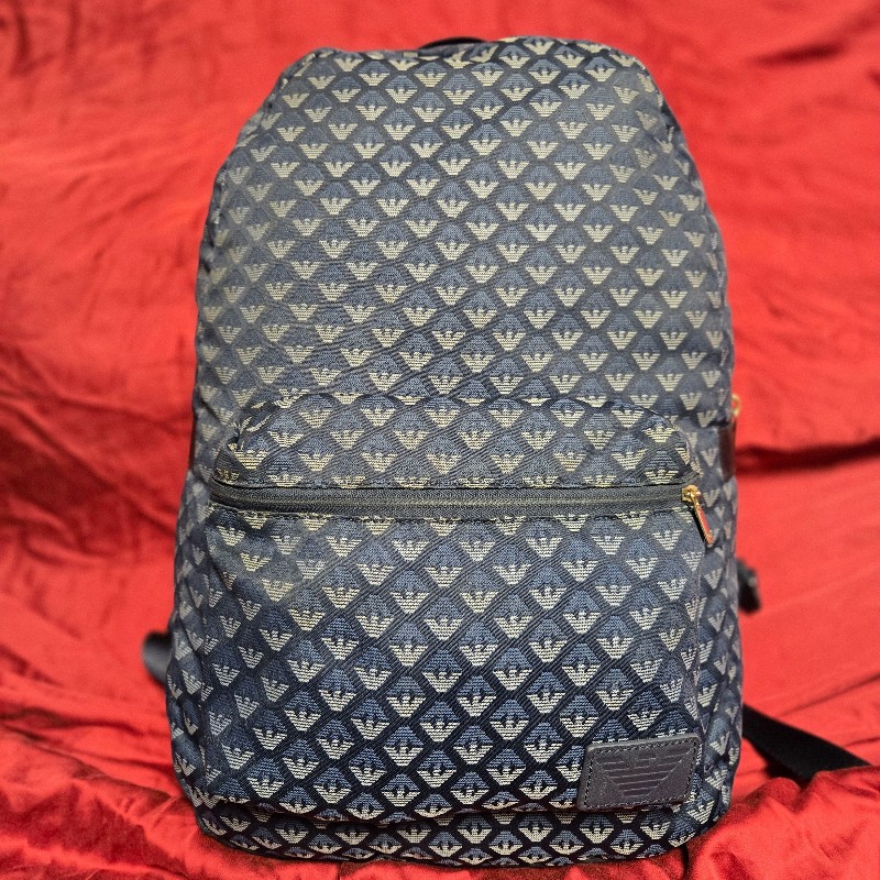 ARMANI JUNIOR 亞曼尼 logo 緹花織紋後背包-0