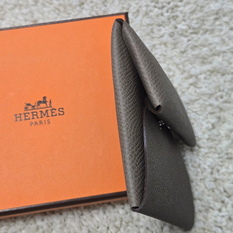 Hermes 愛馬仕 零錢包 卡片夾 bastia 大象灰-2