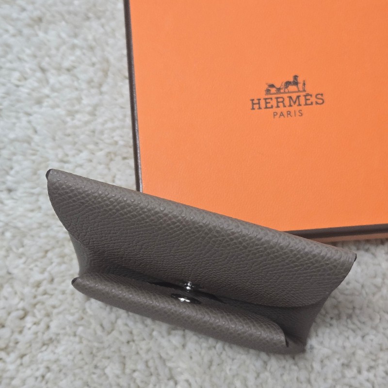 Hermes 愛馬仕 零錢包 卡片夾 bastia 大象灰-5