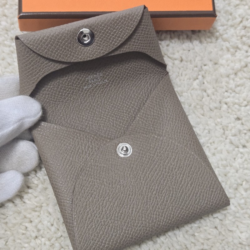 Hermes 愛馬仕 零錢包 卡片夾 bastia 大象灰-8