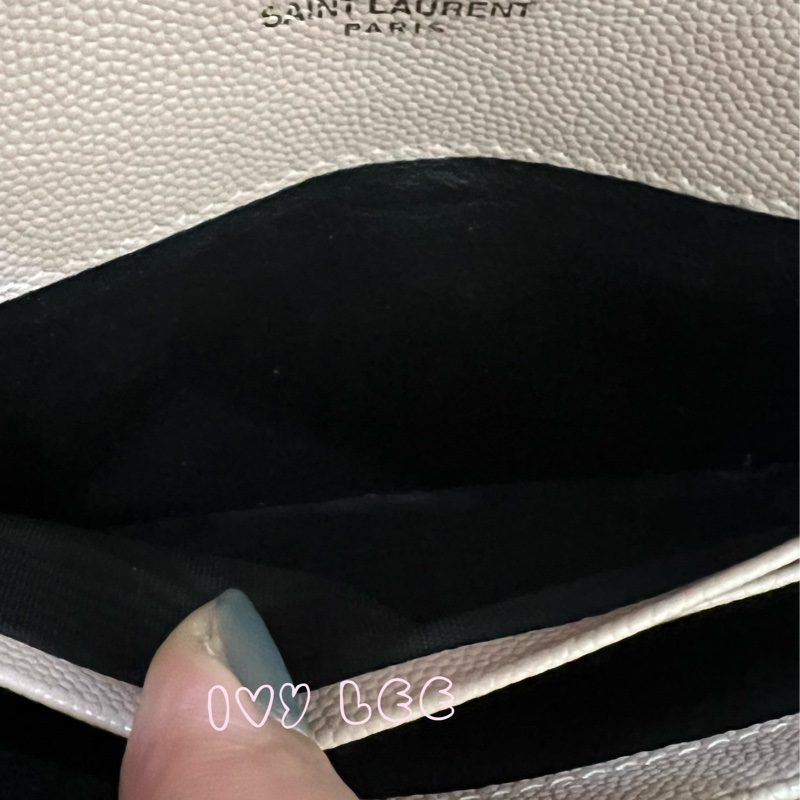 SAINT LAURENT YSL 聖羅蘭 山形紋 魚子醬 粉色 荔枝皮金字logo釦式長夾 正品 二手精品-12