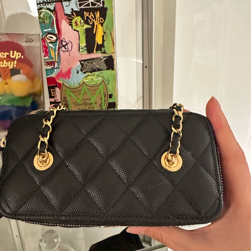 CHANEL Casino系列長盒子荔枝皮淡金鏈-1