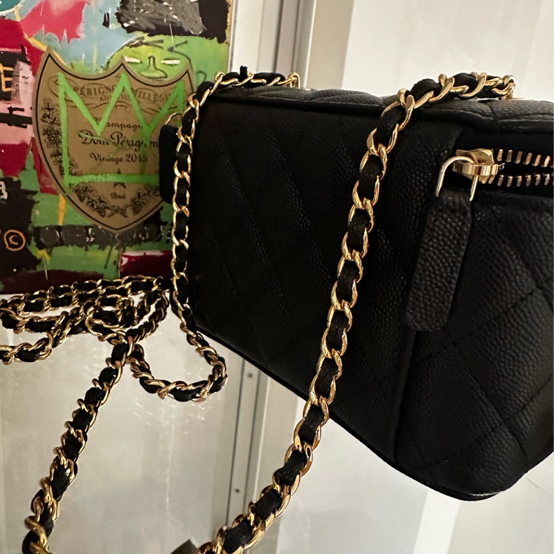 CHANEL Casino系列長盒子荔枝皮淡金鏈-7