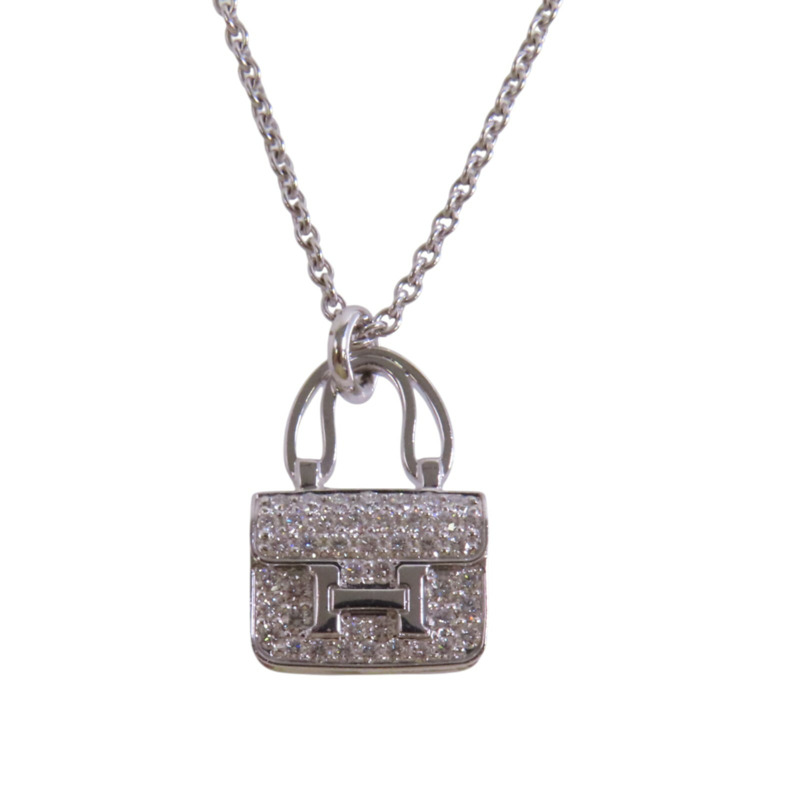 HERMES 18K白金Constance Diamond Pendant鑽石項鏈-0