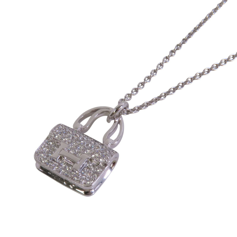 HERMES 18K白金Constance Diamond Pendant鑽石項鏈-2