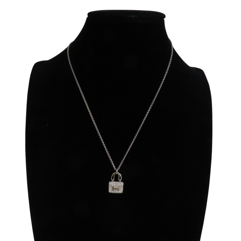 HERMES 18K白金Constance Diamond Pendant鑽石項鏈-9