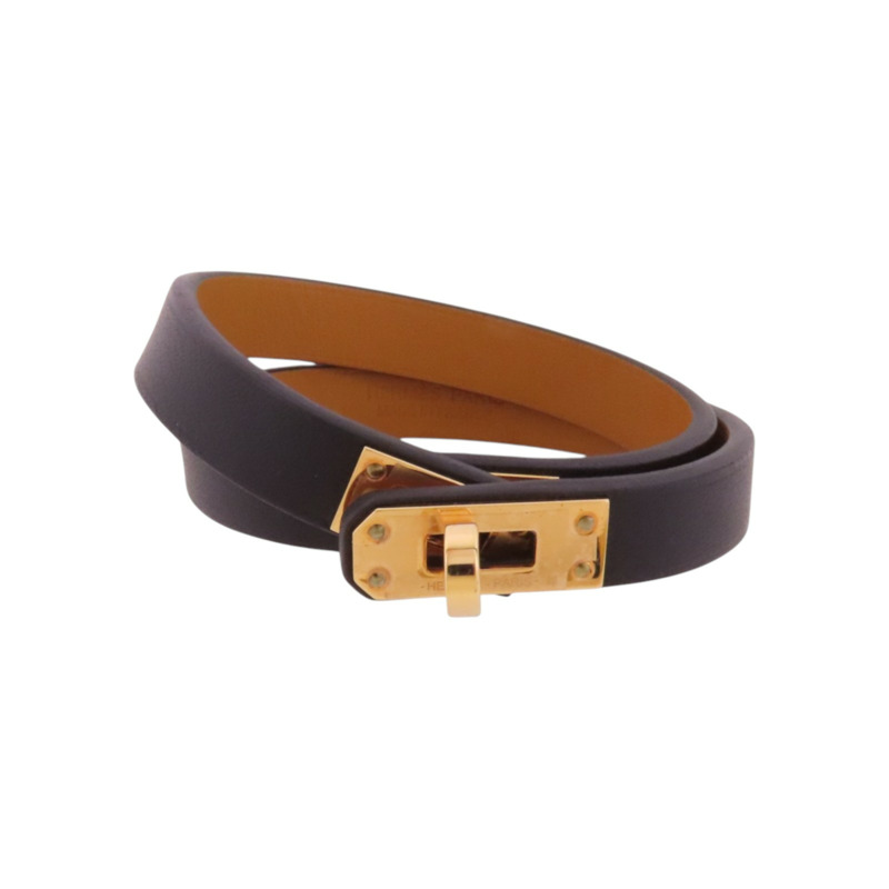 HERMES Swift皮革Kelly Double Tour Bracelet金扣手鐲-0