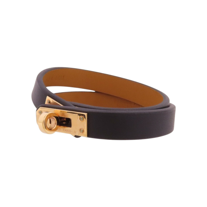 HERMES Swift皮革Kelly Double Tour Bracelet金扣手鐲-1