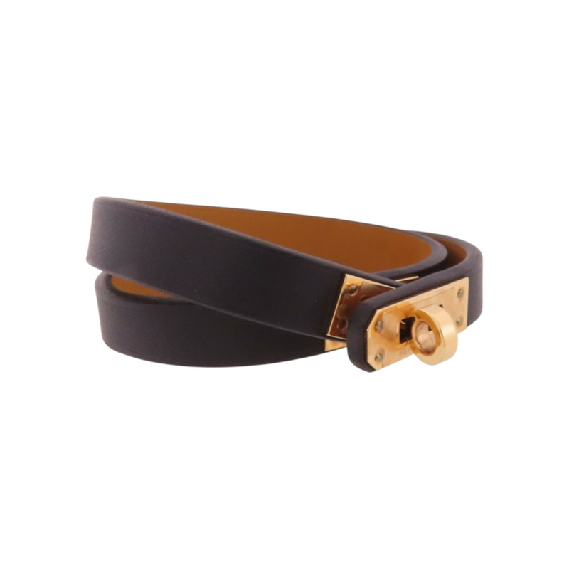 HERMES Swift皮革Kelly Double Tour Bracelet金扣手鐲-2