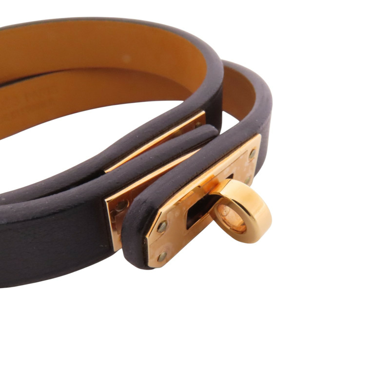 HERMES Swift皮革Kelly Double Tour Bracelet金扣手鐲-8