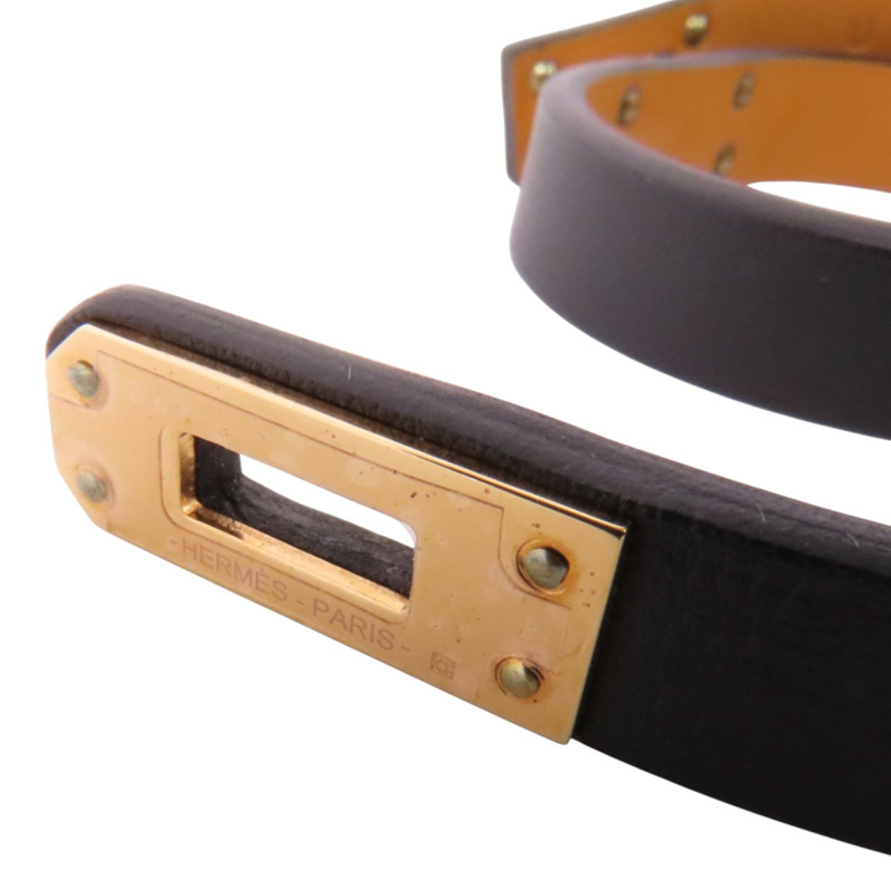 HERMES Swift皮革Kelly Double Tour Bracelet金扣手鐲-10