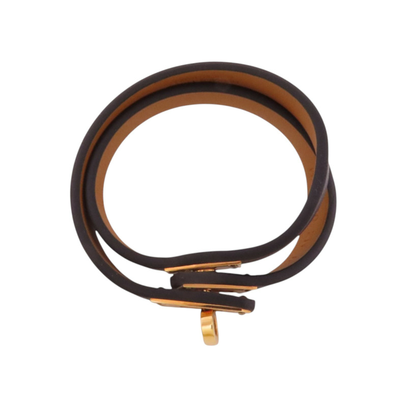 HERMES Swift皮革Kelly Double Tour Bracelet金扣手鐲-12