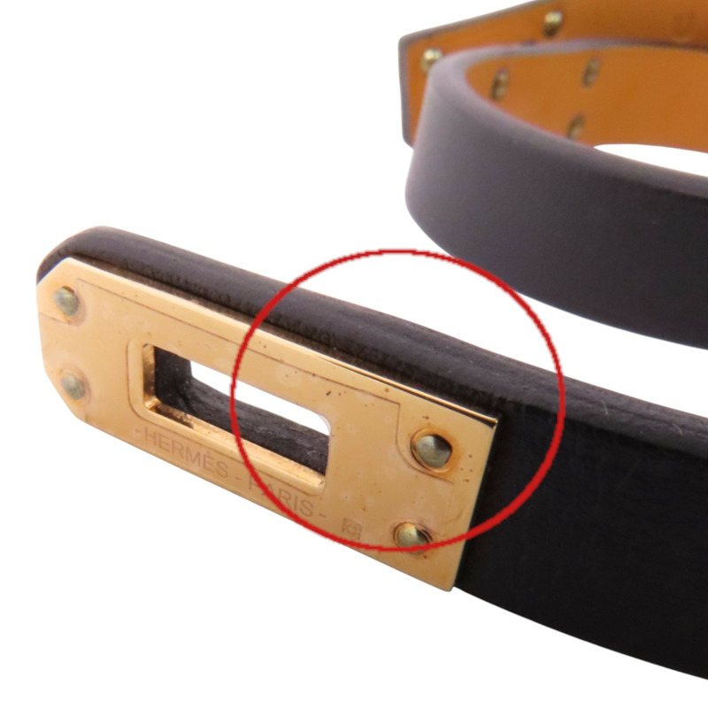 HERMES Swift皮革Kelly Double Tour Bracelet金扣手鐲-13