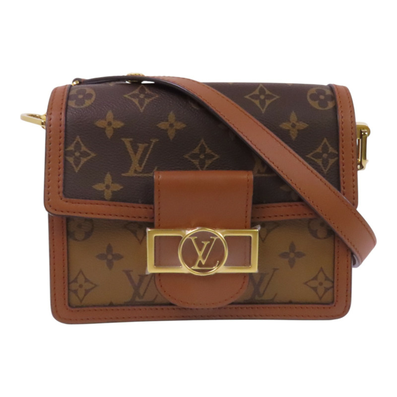 LOUIS VUITTON Monogram Reverse Mini Dauphine金扣肩背袋-0