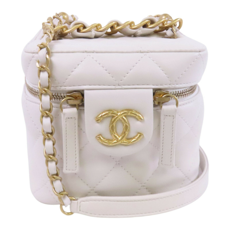 CHANEL 牛皮皮革Vanity Bag金扣鏈帶肩背袋-0