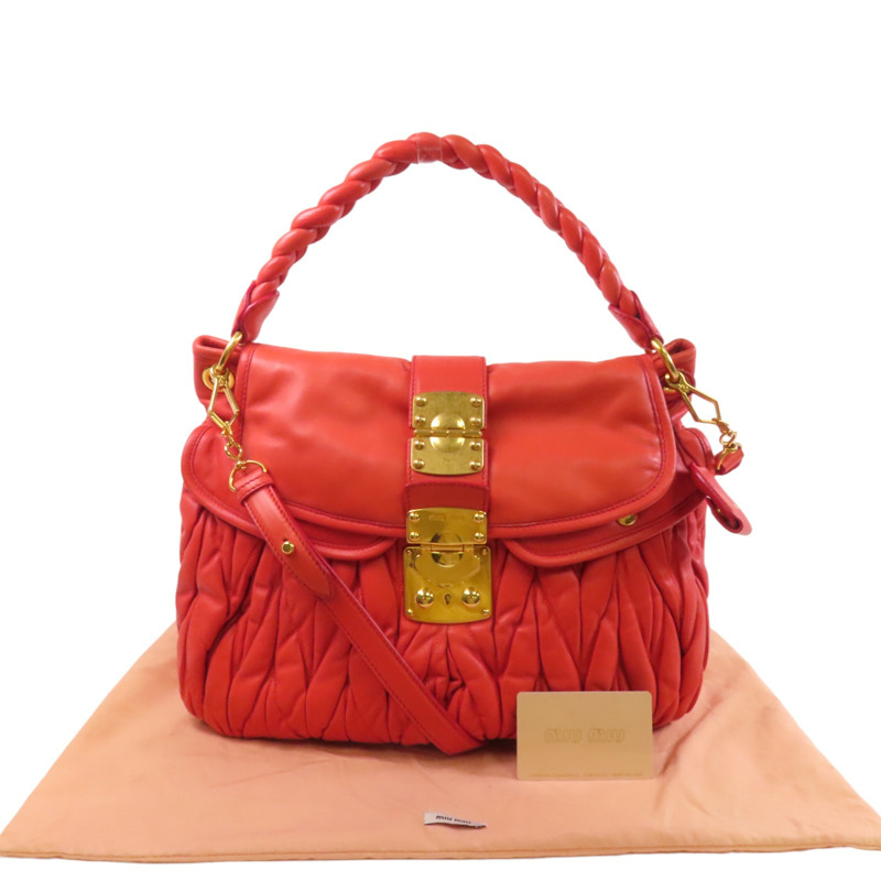 Miu Miu 牛皮皮革2Way Shoulder Bag金扣手挽肩背兩用袋-9
