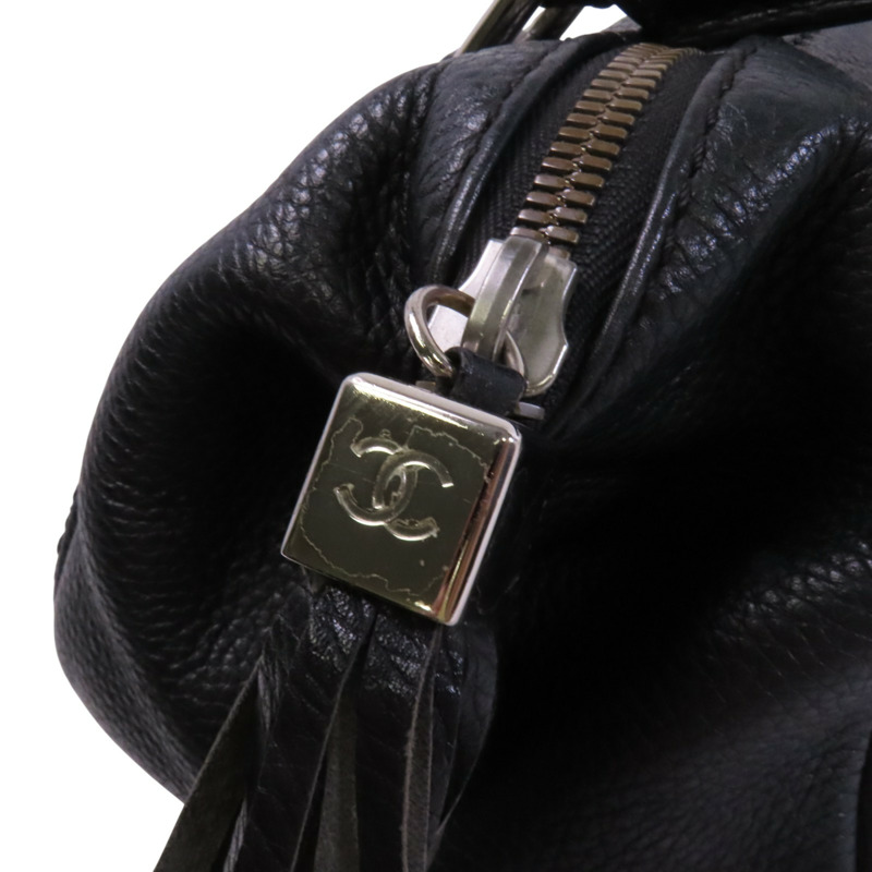 CHANEL 牛皮皮革Hand Bag銀扣手挽袋-8
