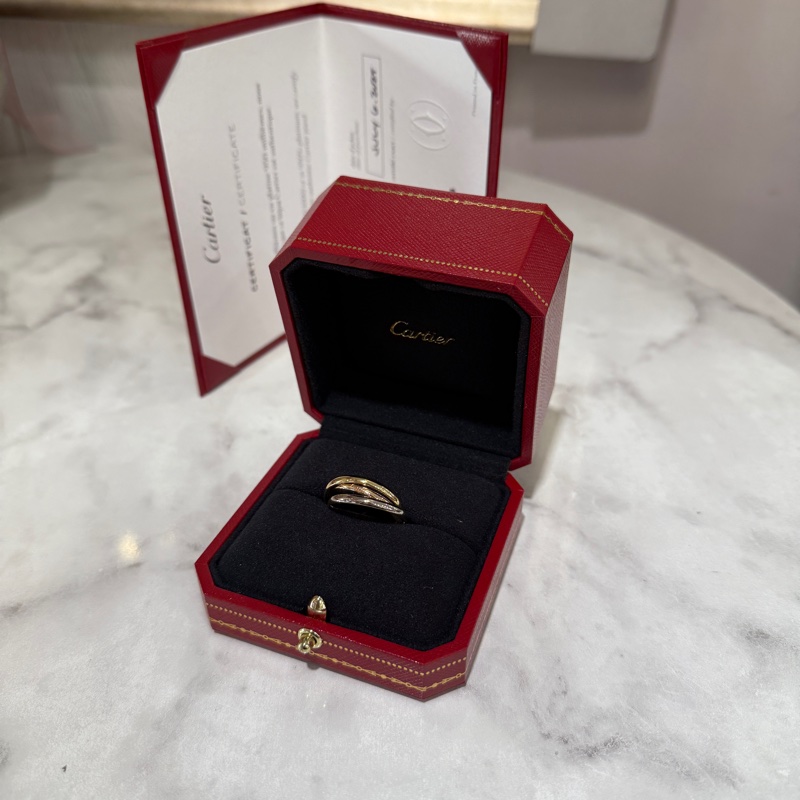 🌟今年7月保卡🌟Cartier 750 18K黃K玫瑰金白K Tririty小型款三環戒指B4235100-0