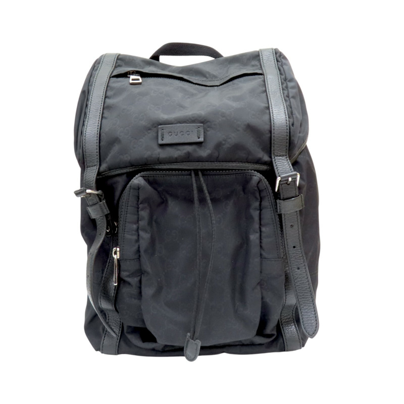 黑色 GG尼龍 後背包 銀扣 510336【GUCCI 古馳】 510336-0