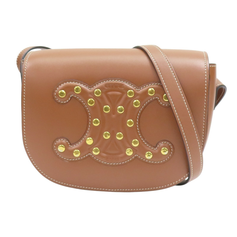 棕色牛皮 Folco cuir Triomphe 肩背包 【CELINE 賽琳】-0