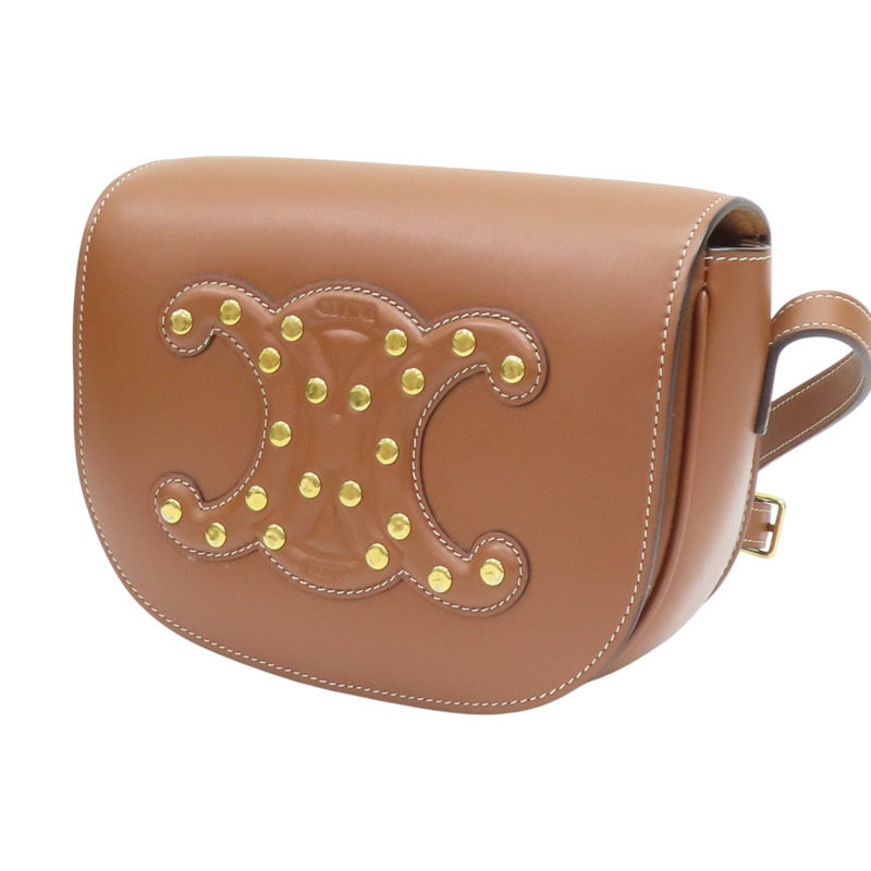 棕色牛皮 Folco cuir Triomphe 肩背包 【CELINE 賽琳】-2