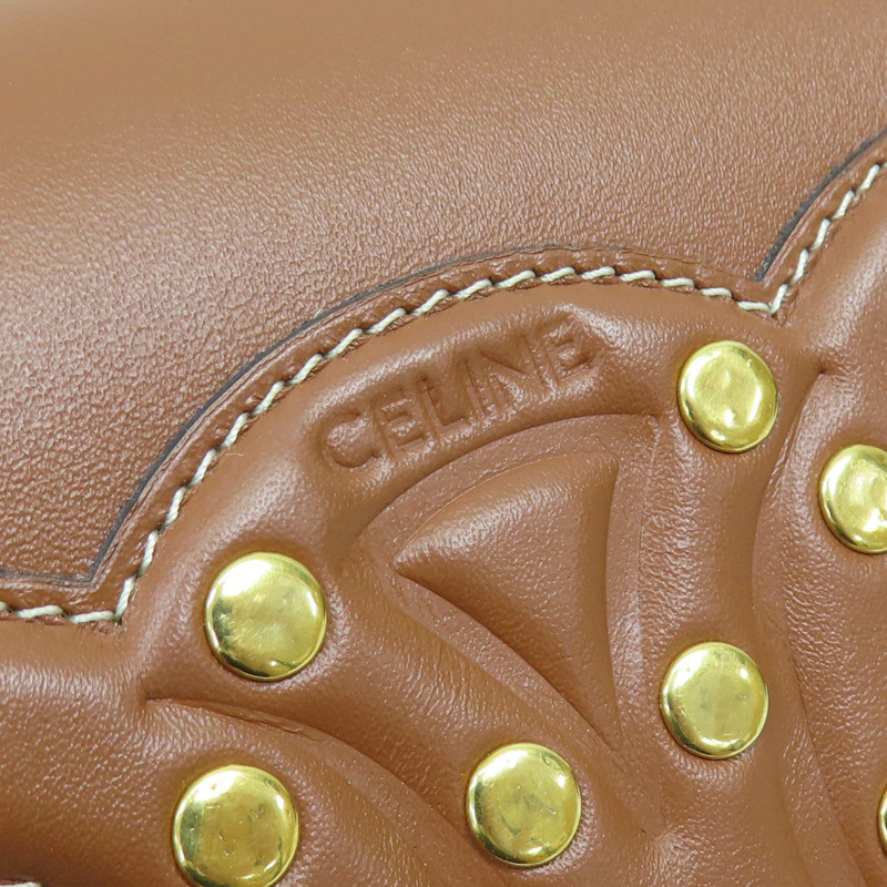 棕色牛皮 Folco cuir Triomphe 肩背包 【CELINE 賽琳】-7
