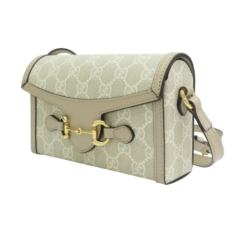 卡其色 GG Supreme帆布 1955 Horsebit 肩背包 699296【GUCCI 古馳】 699296-2