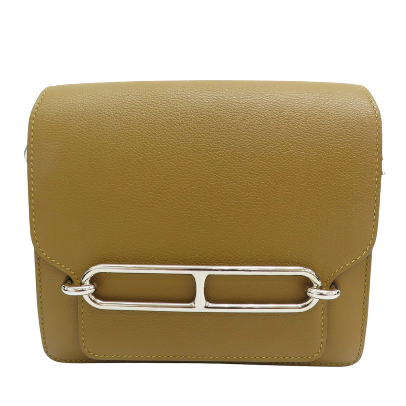 芝麻色 Evercolor牛皮 Roulis 23 肩背包 D刻 銀扣【HERMES 愛馬仕】-0