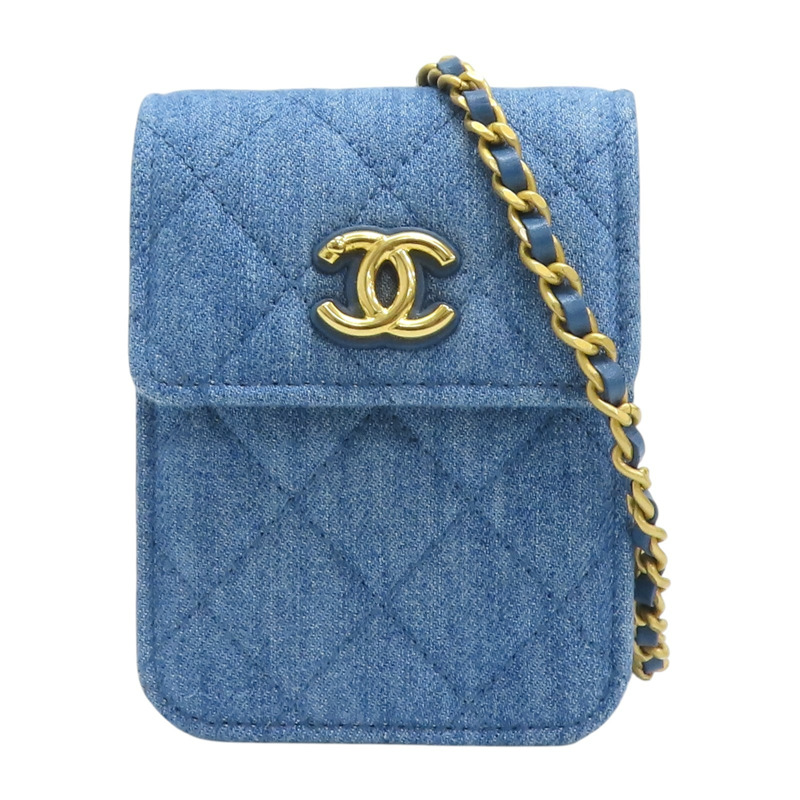 藍色 丹寧布 Mini 肩背包 鍊帶【CHANEL 香奈兒】-0