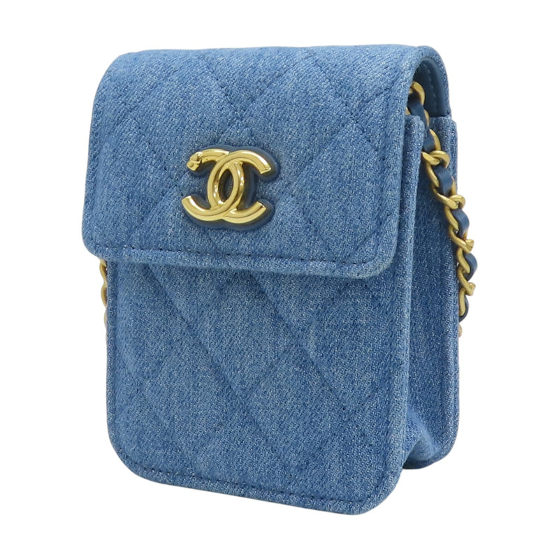 藍色 丹寧布 Mini 肩背包 鍊帶【CHANEL 香奈兒】-2