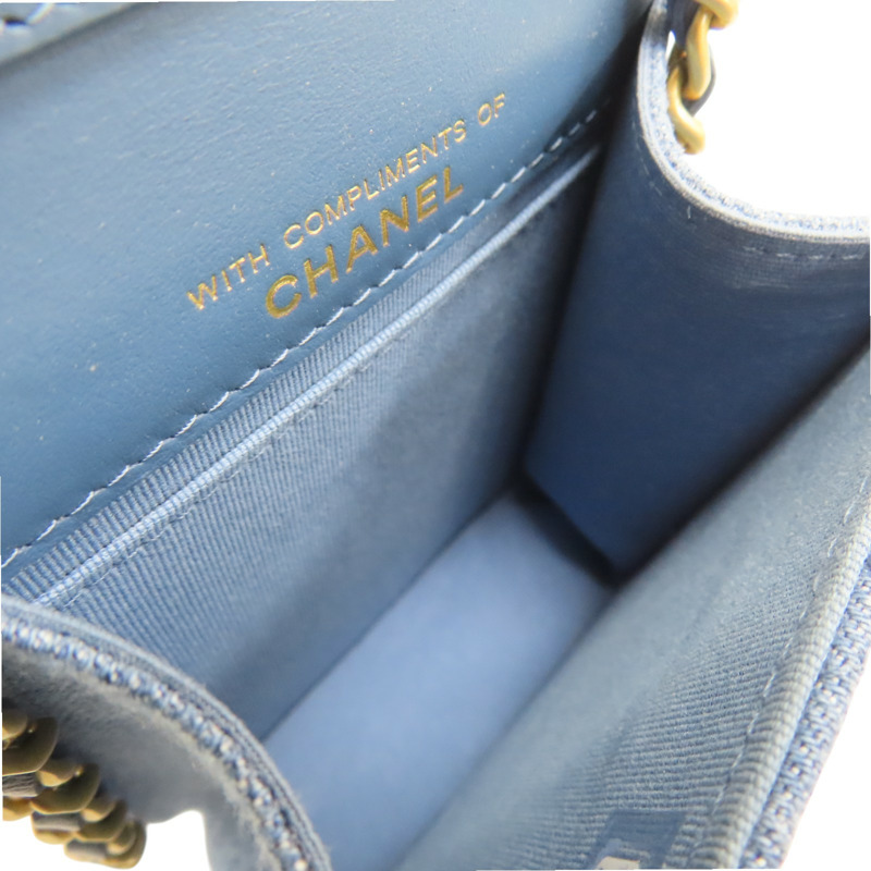 藍色 丹寧布 Mini 肩背包 鍊帶【CHANEL 香奈兒】-4