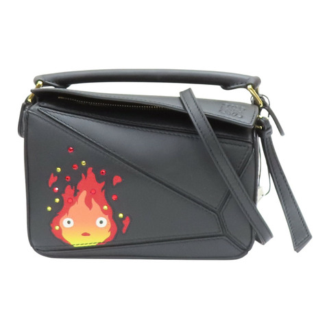 黑色 牛皮 puzzle bag mini 吉卜力 肩背包 A510U95X64【LOEWE 羅威】