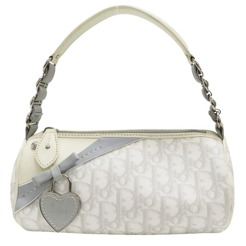 米色 PVC帆布 圓筒 肩背包【Dior 迪奧】