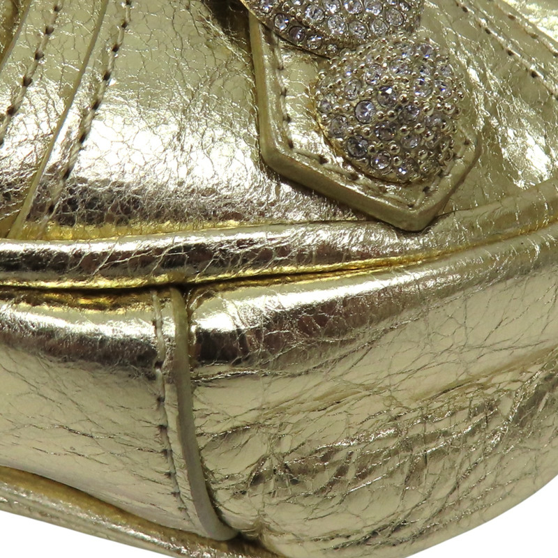 金色羊皮 水鑽 Le Cagole Mini 肩背包 金扣 695814【BALENCIAGA 巴黎世家】 #695814-12