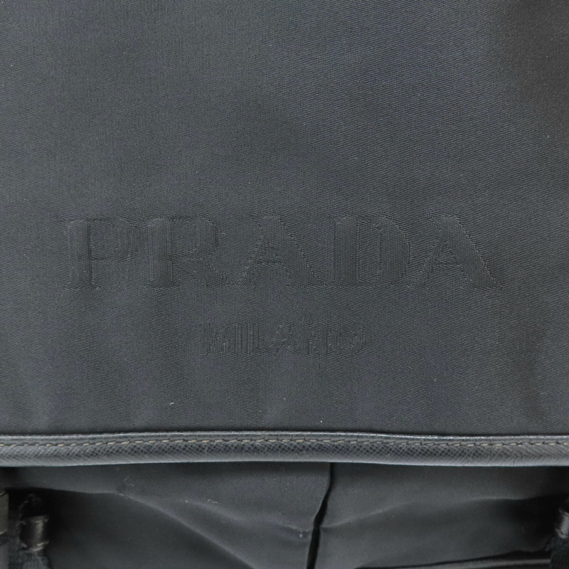 黑色尼龍 郵差包 肩背包 銀扣【PRADA 普拉達】 VA0793-6