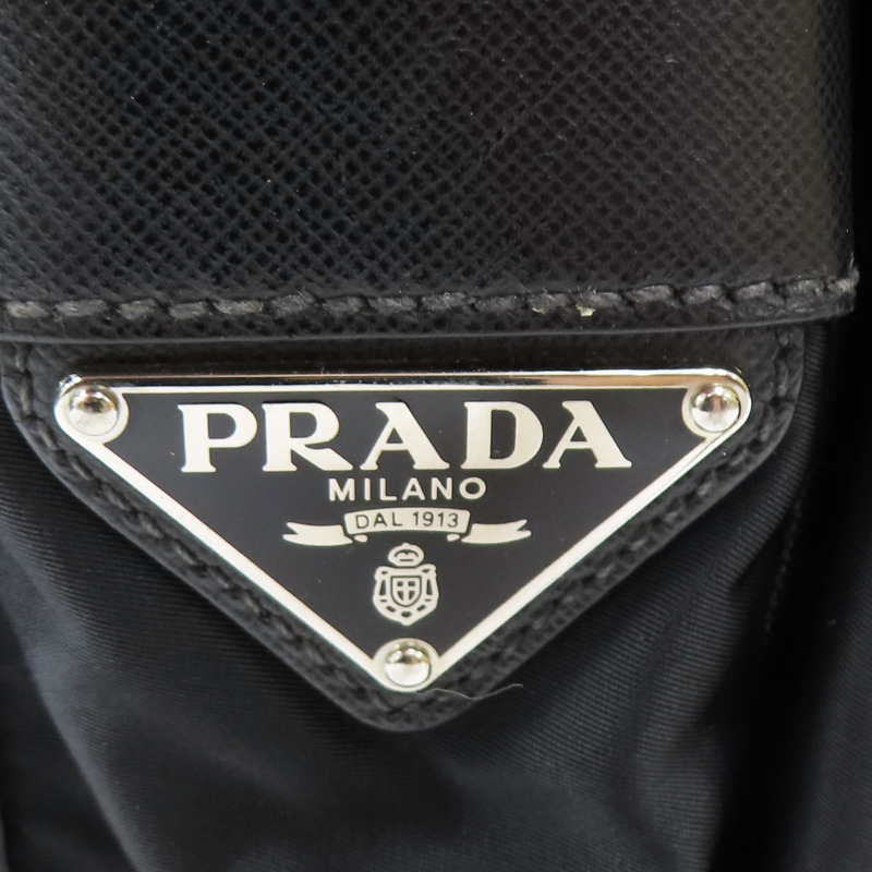 黑色尼龍 郵差包 肩背包 銀扣【PRADA 普拉達】 VA0793-7