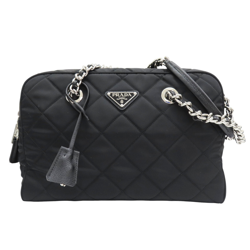 黑色 尼龍帆布 肩背包【PRADA 普拉達】-0