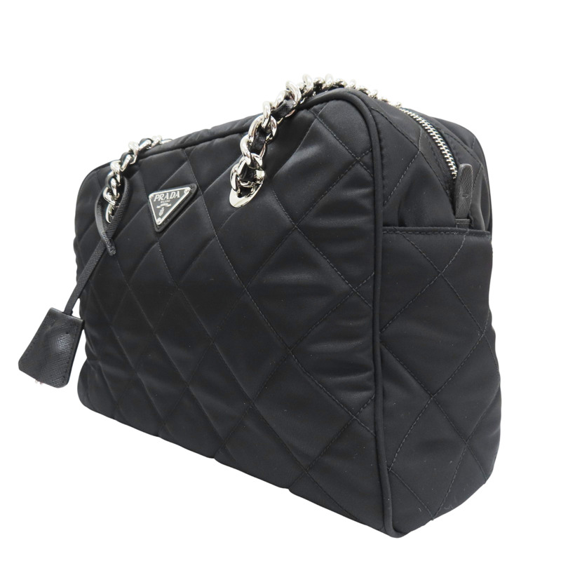 黑色 尼龍帆布 肩背包【PRADA 普拉達】-2