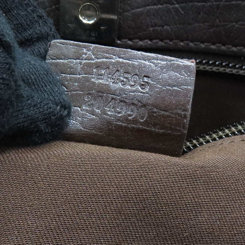 棕色 GG帆布 牛皮 肩背包 銀扣 114595【GUCCI 古馳】 114595-9